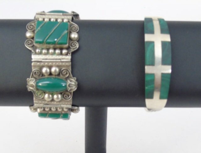 Vintage Sterling Silver Malachite Mexico Bracelets (1 of 7)