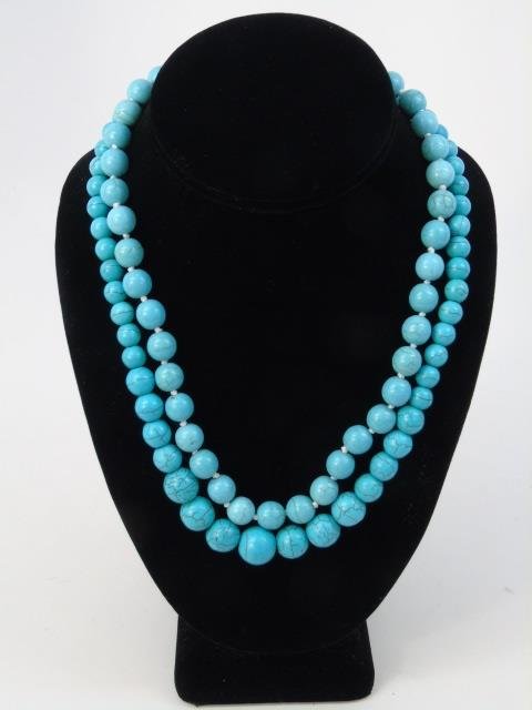 Pair Native American Style Beaded Turquoise Strand (1 of 3)