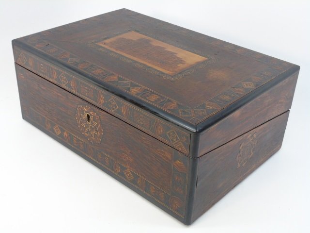 Antique 19th C English Tunbridge Writing Box (1 of 7)