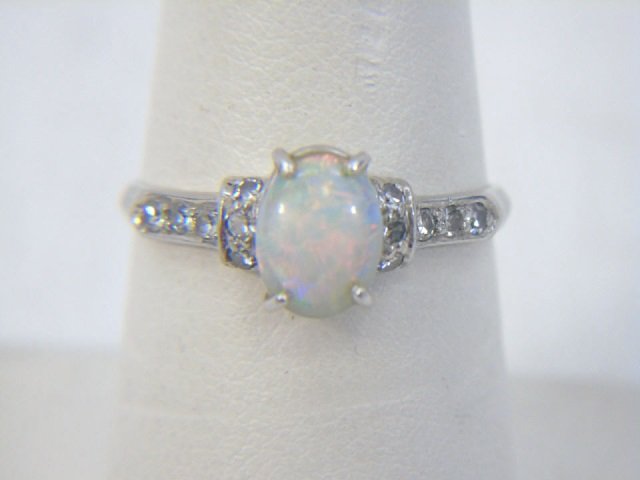 Estate Platinum Opal & Diamond Cocktail Ring (1 of 5)