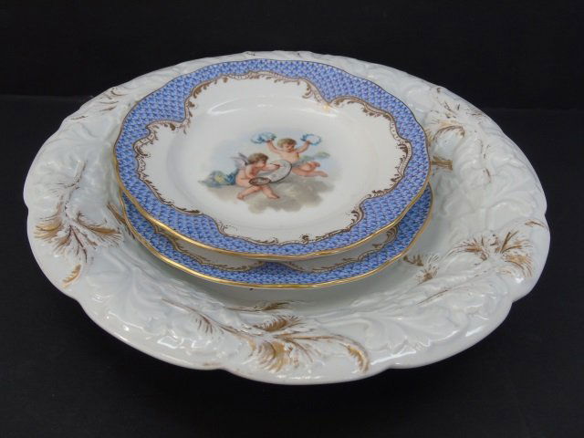 3 Antique German Meissen Porcelain Bowls & Plates (1 of 4)