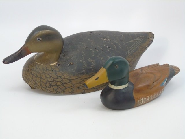Pair Decoy Ducks Signed & Stamped Quogue & Green (1 of 5)