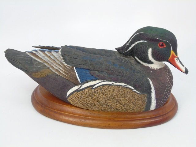 Hand Carved & Painted Wood Duck Drake Decoy (1 of 3)