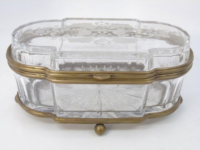 Large Cut Glass Ormolu Framed Table Top Box (1 of 6)