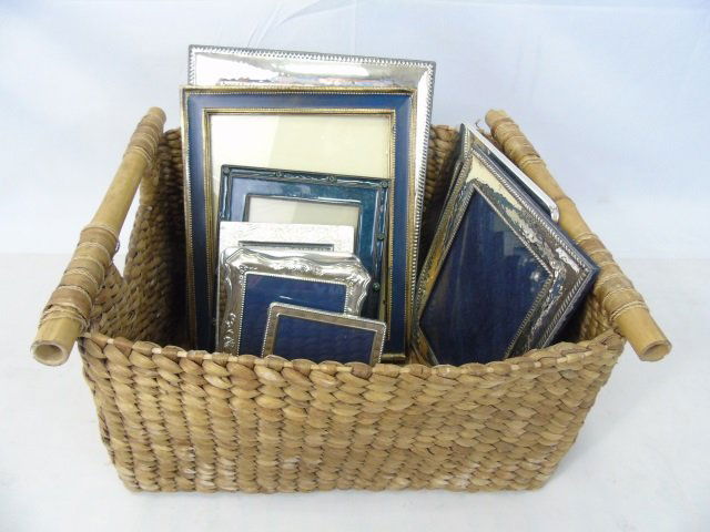 Assorted Group of Silver & Wood Frames in Basket (1 of 5)