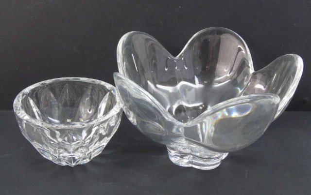 Contemporary Art Glass by Orrefors & Kosta Boda: Contemporary Art Glass by Orrefors & Kosta Boda. Both signed. Larger measures 5.5 inches in height.