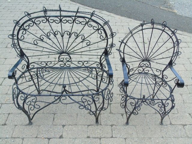 Vintage Child Size Garden / Patio Settee & Chair (1 of 8)