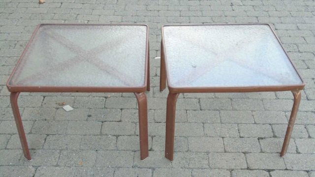 Contemporary Metal & Glass Round Outdoor Tables (1 of 4)