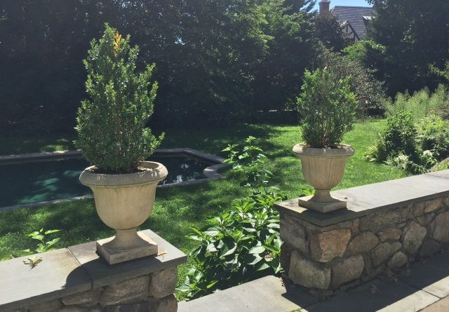 Pair of Carved Stone Garden Urns / Planter Pots (1 of 4)