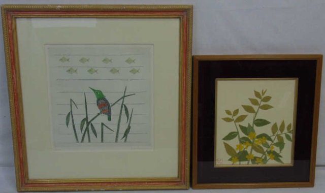 Two Unmatched Asian Style Art Prints Signed (1 of 5)