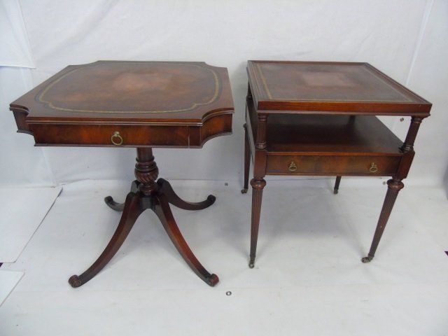 Pair Antique American Leather Top End Tables (1 of 7)