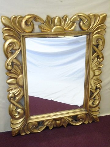 Large Heavily Carved Gilt Wood Framed Mirror (1 of 1)
