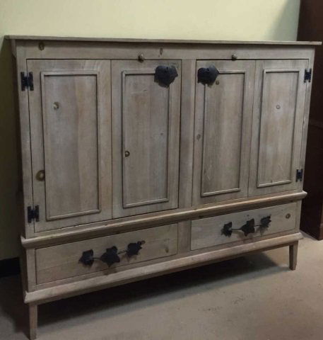 Antique Wood Cupboard Cabinet w/ Iron Hardware (1 of 5)