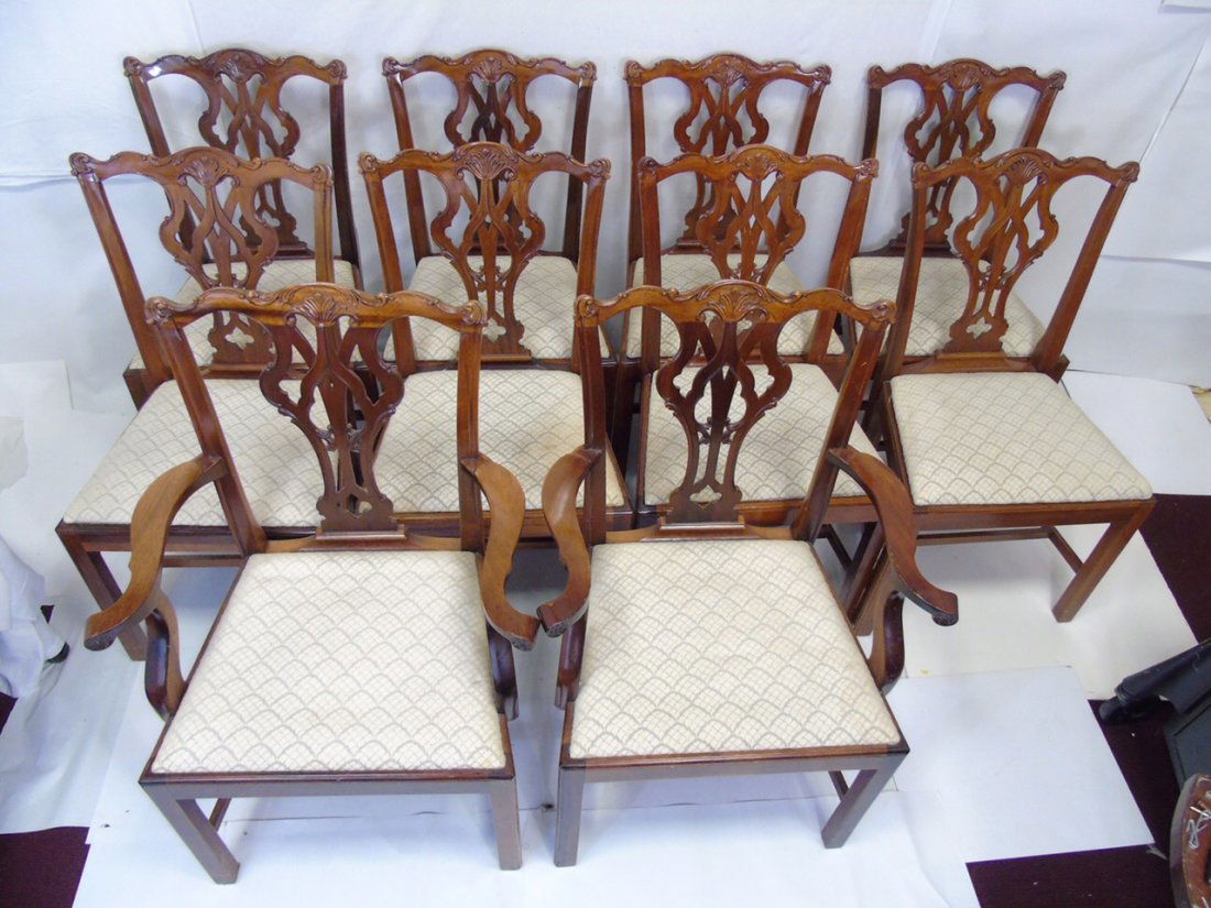 10 Carved Chippendale Style Dining Room Chairs (1 of 5)