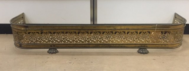 Antique English Victorian Brass Fireplace Fender (1 of 4)