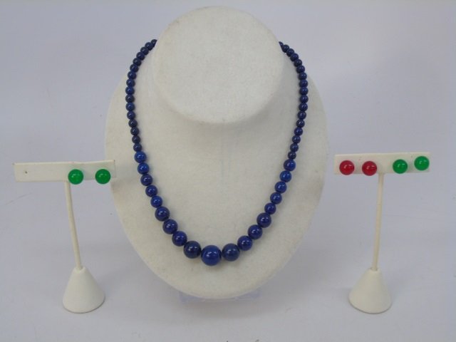 Carved Jade & Hardstone Necklace & Earring Studs (1 of 7)