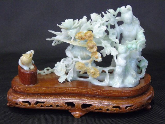 Hand Carved Chinese Figural Fine Jade Sculpture (1 of 8)