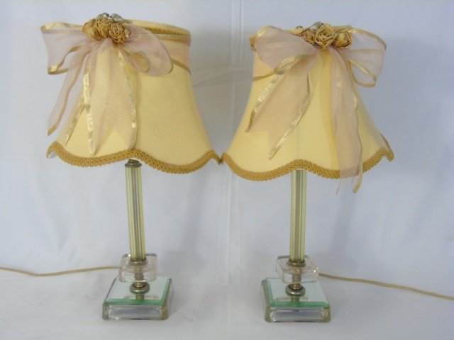 Pair Small Glass and Mirror Bedside Lamps (1 of 4)