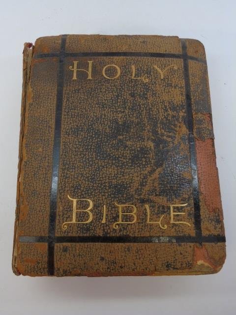 Antique 19th C large Leather Bound Bible (1 of 8)