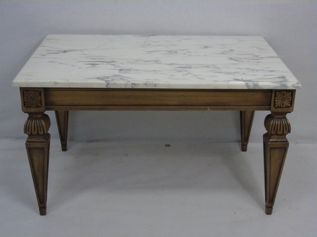 Mid Century White Marble Top Coffee Table (1 of 4)