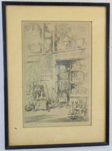 Peter Smith - Antique Store Framed Engraving: Peter Smith - Antique Store Framed Engraving. Framed and matted. Label on back. Measures 20 x 15 inches.