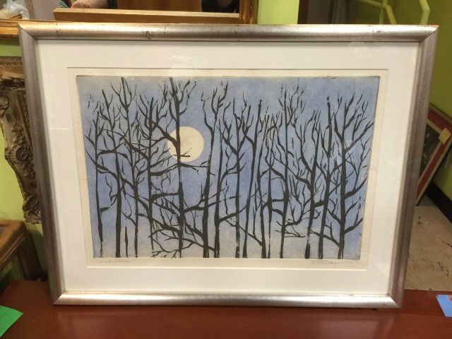Mid Century Modern Framed Woodblock Print (1 of 3)