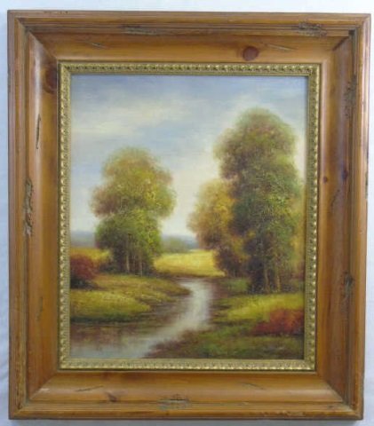 L Pierre - Framed Landscape w/ Stream Painting (1 of 4)
