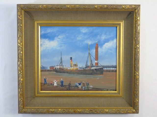Vintage Painting of a Ship - S. T. Pavola G.V. (1 of 4)