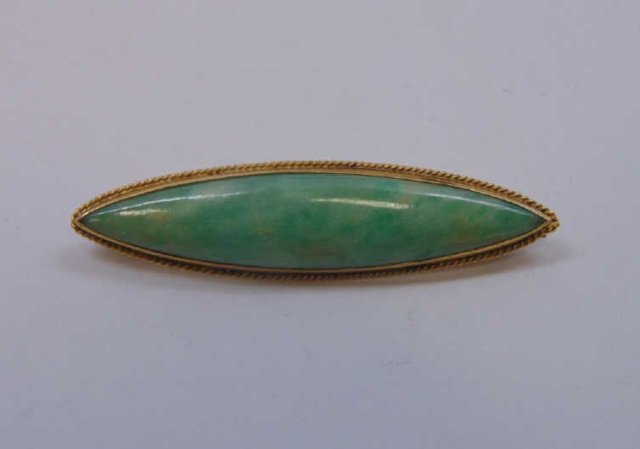 Antique 18kt Chinese Jade Bar Brooch / Pin (1 of 3)