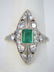 Estate Antique Art Deco Diamond & Emerald Ring
