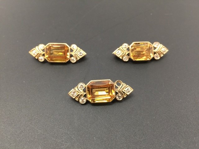 Set of 3 Estate Antique Mali Garnet & Diamond Pins (1 of 5)