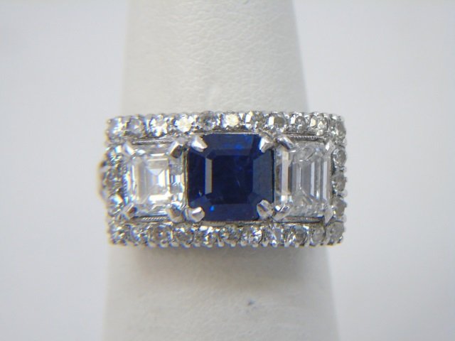Estate Antique 2 Ct Diamond & 1 Ct Sapphire Ring (1 of 9)