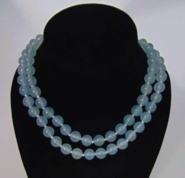 Pair Hand Knotted Blue Topaz Beaded Necklaces (1 of 3)