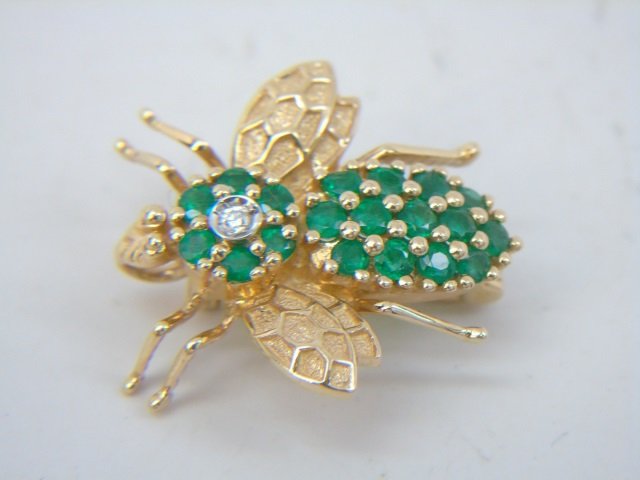 Estate 14kt Yellow Gold Gemstone Bee Pin (1 of 5)