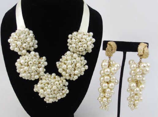 Vintage Chanel Style Pearl Earrings & Necklace (1 of 4)