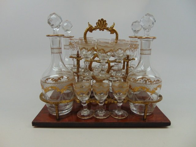 Antique French Gilt Decorated Glass Tantalus Set (1 of 7)