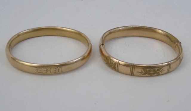 Pair Antique Victorian Gold Filled Bangle Bracelet (1 of 8)