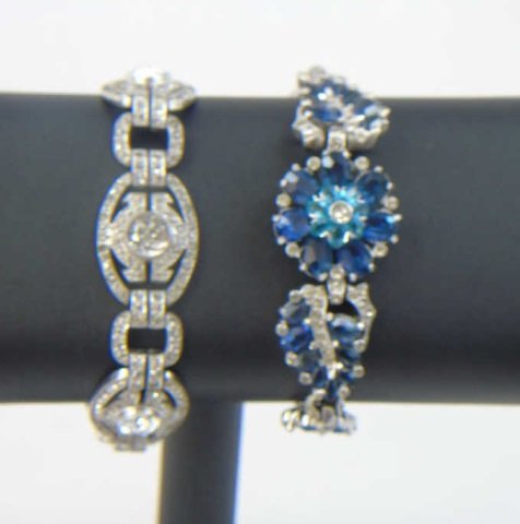 Two Vintage Rhinestone Costume Jewelry Bracelets (1 of 7)
