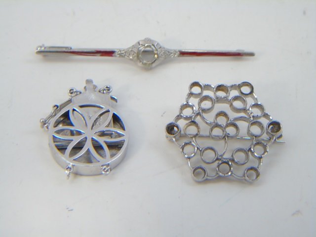 Estate White Gold Settings Group Lot (1 of 6)