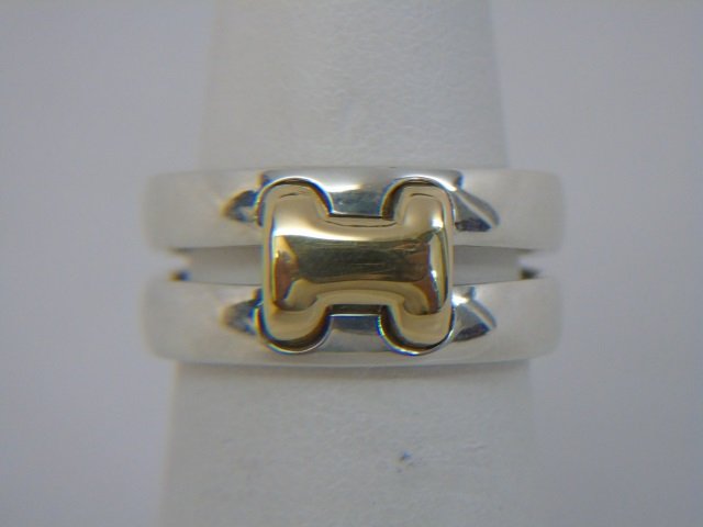 Vintage Hermes Sterling & 18kt Gold H Ring (1 of 6)