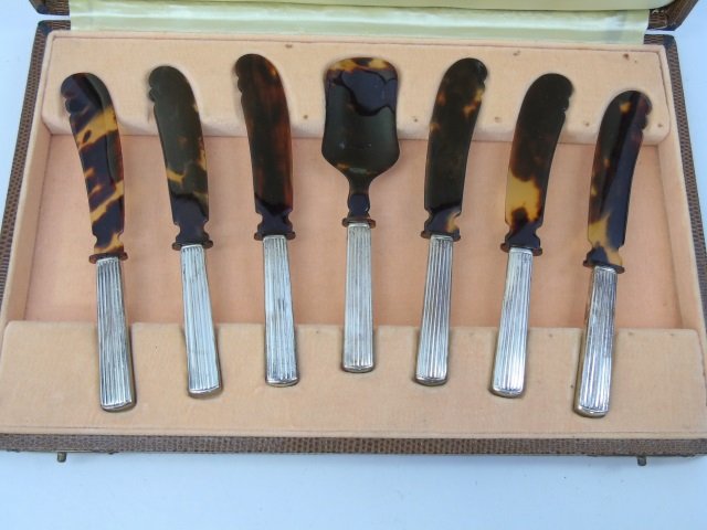 Antique Sterling Silver Boxed Fish / Caviar Set (1 of 5)