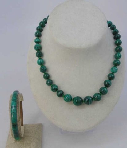 Antique Malachite Bangle Bracelet/ Beaded Necklace (1 of 6)