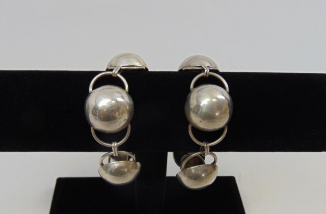 Pair Vintage Modernist Sterling Silver Bracelets (1 of 4)