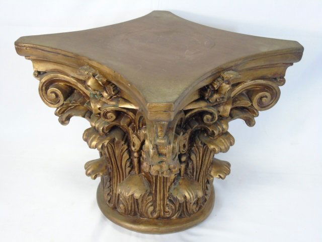 Antique Carved & Gilded Wood Corinthian Column (1 of 3)