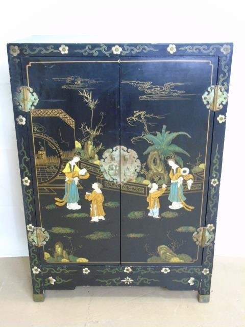 Vintage Hand Painted Chinese Motif Console Cabinet (1 of 5)