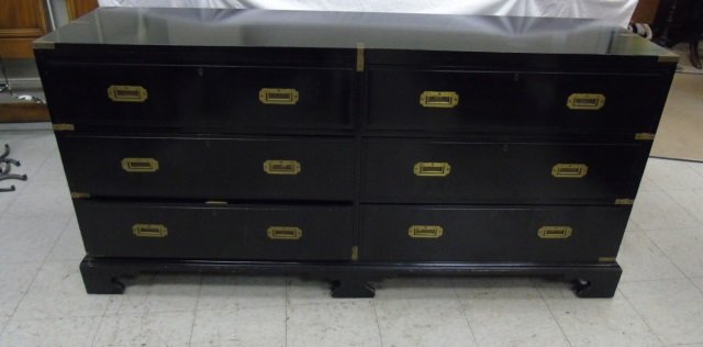 Vintage English Campaign Style Bureau / Chest: Vintage English Campaign Style Bureau / Chest. Measures 34 x 72 x 18.5 inches.