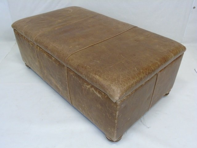 Contemporary Distressed Leather Ottoman Trunk (1 of 4)