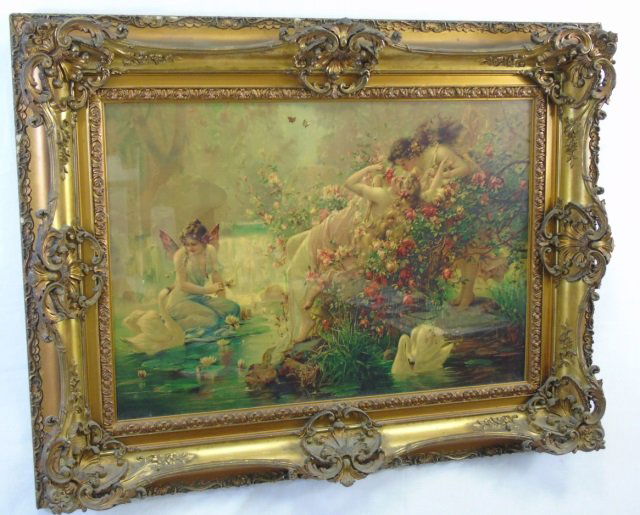Neo Classical Print w Antique Victorian Gilt Frame (1 of 6)