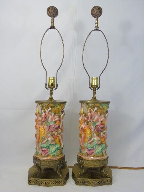 Pair Vintage Italian Capodimonte Table Lamps (1 of 4)