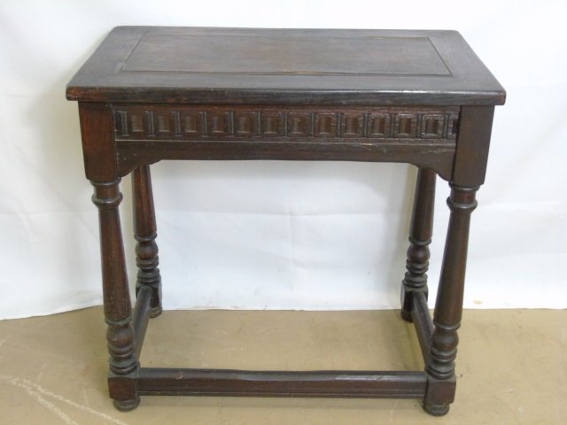 Antique English Tudor Style Carved End Table (1 of 3)
